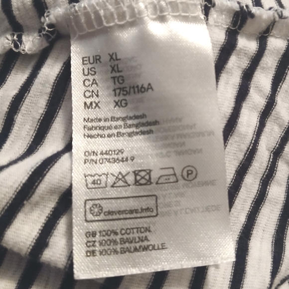 H&M 100% Cotton Striped Batwing Sleeve Dress | White & Navy | Size XL | NWOT - Picture 5 of 6